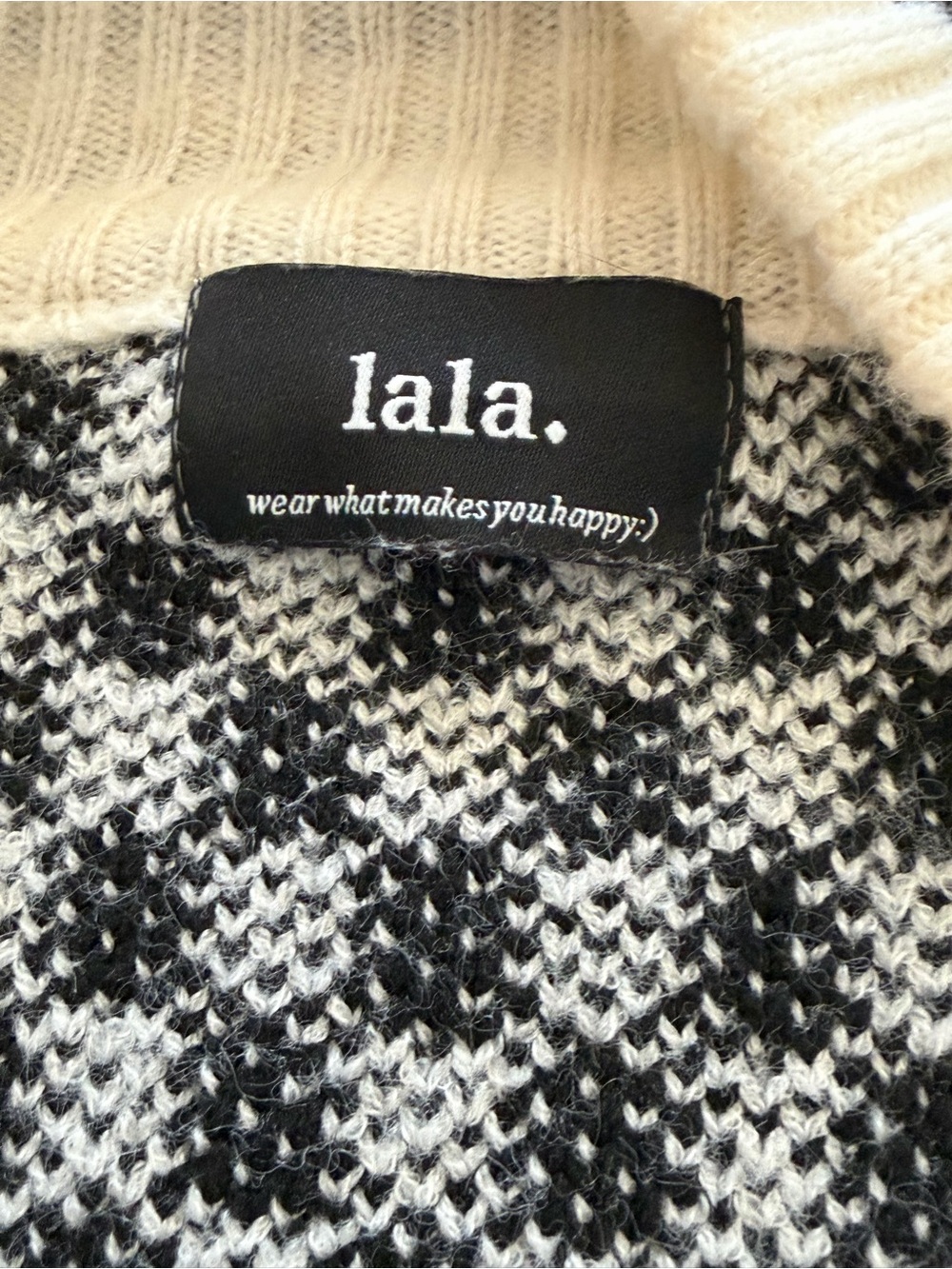 Dressed in LALA Black and Cream Checkerboard Knit Cardigan - Picture 2 of 2